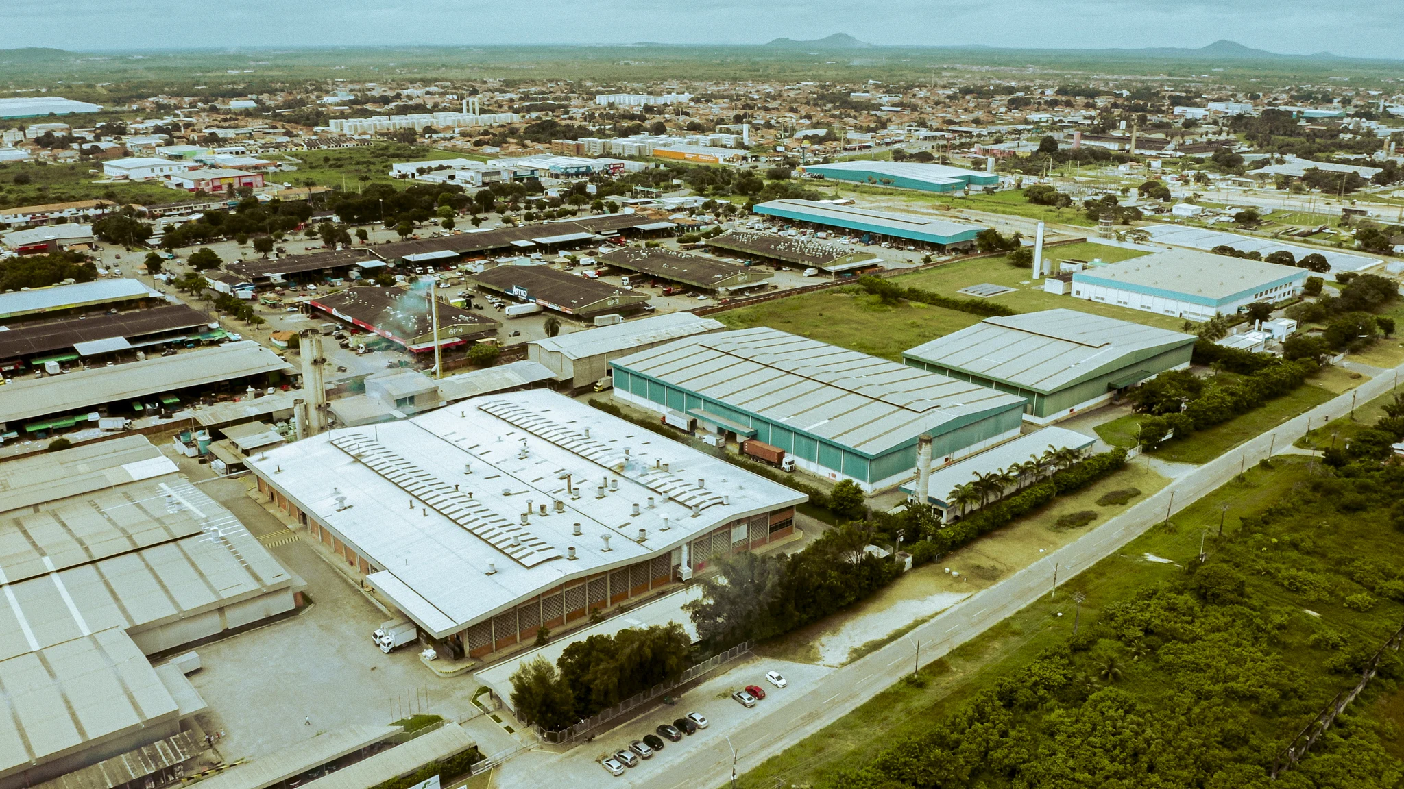 Vista aérea da estrutura fabril da Jangadeiro Têxtil.